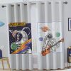 پرده کتان چاپی اتاق کودک طرح فضانورد 1